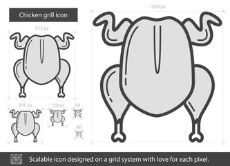 Wall Mural - Chicken grill line icon.