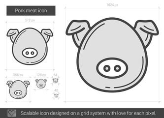 Wall Mural - Pork meat line icon.