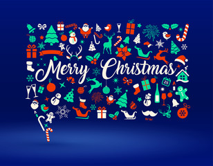 Wall Mural - Holiday Card, Speech Bubble from design elements and icons.