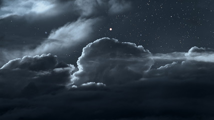 Wall Mural - cloudy night sky with stars
