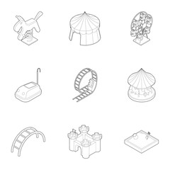 Sticker - Baby swing icons set. Outline illustration of 9 baby swing vector icons for web