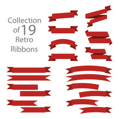Wall Mural - ribbon set red colored on white background