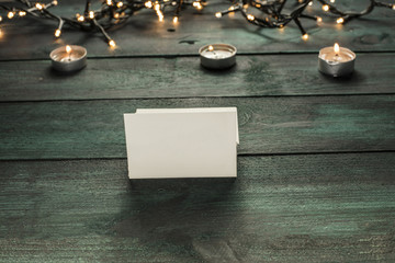 Wall Mural - Thick cardboard business card, blank for copyspace