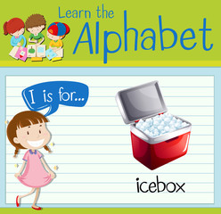 Wall Mural - Flashcard letter I is for icebox