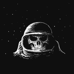 Wall Mural - skull astronaut in outer space