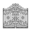 Beautiful iron ornament gates. Black on white
