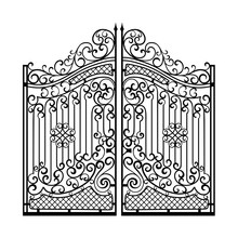Beautiful Iron Ornament Gates. Black On White