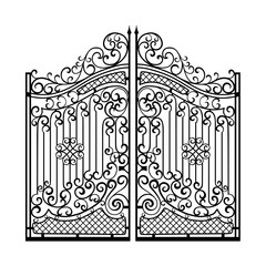 Wall Mural - Beautiful iron ornament gates. Black on white