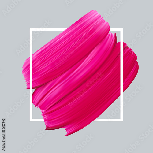 Fotografie, Obraz Pink vector lipstick smear on white background