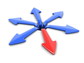 Poster - 3d image of arrows in different directions. Image with clipping path