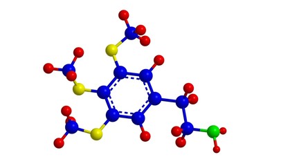 Canvas Print - Molecular structure of Mescaline, 3D rendering