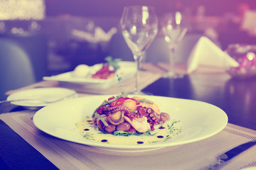 Wall Mural - Seafood appetizer on table