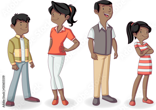 Colorful happy black people. Cartoon african american family. Stock ...