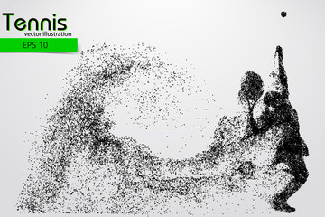 Wall Mural - Silhouette of a tennis player from particles.