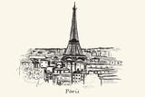 Fototapeta Fototapety Paryż - Hand drawn Paris City on ecru background