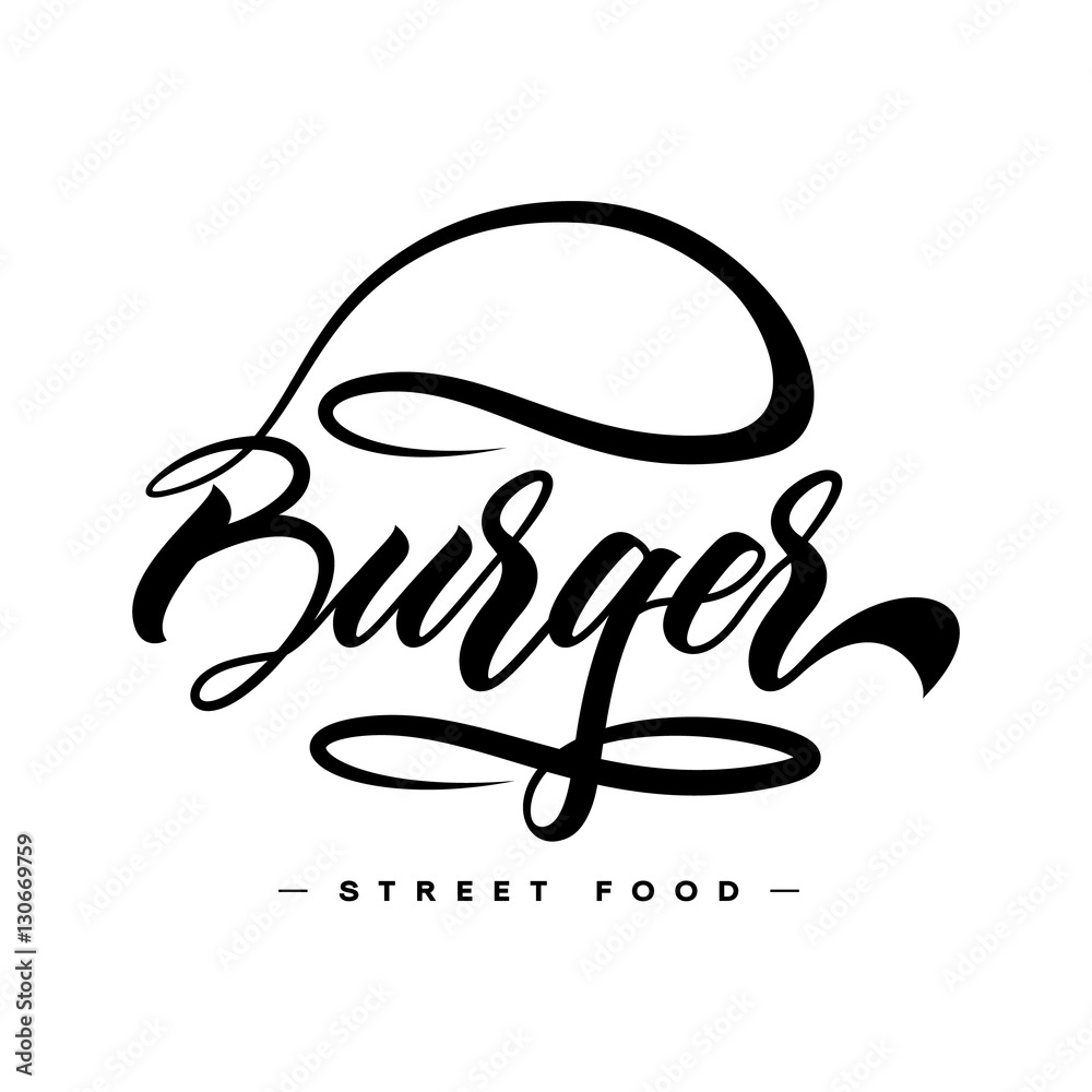 Hand lettering burger food logo design Stock Vector | Adobe Stock