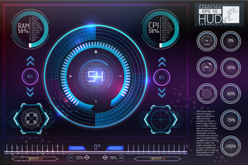 Poster - HUD background outer space. Infographic elements.Digital data, business abstract background.   Infographic elements. Futuristic user interface.