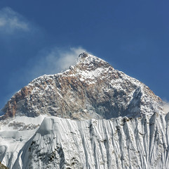 The view from the Chhukhung Ri on the fifth in the world in the height of mount Makalu (8481 m) - Nepal, Himalayas