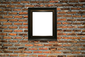 Wall Mural - wooden picture frame on old wall background