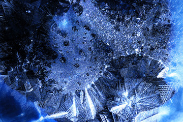 texture ice crystals blue cold background