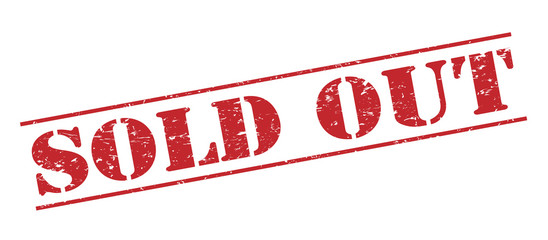 sold out red stamp on white background