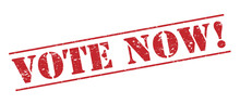 vote now! red stamp on white background