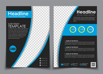 Poster - Design flyers black with blue elements for printing.