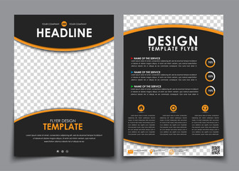 Poster - Design flyers black with orange elements. Brochure templates wit