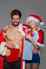 Canvas Print - happy christmas couple of santa