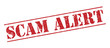 scam alert red stamp on white background