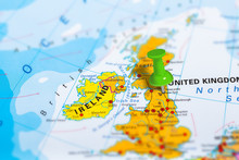 Newcastle In Scotland Pinned On Colorful Political Map Of Europe. Geopolitical School Atlas. Tilt Shift Effect.