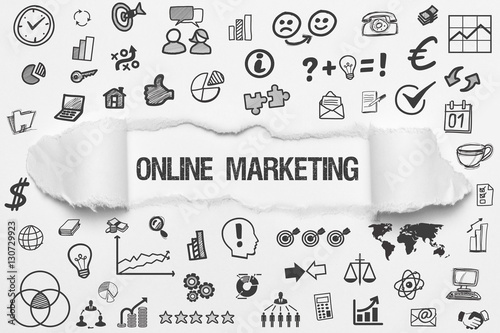 Fotografía Online Marketing / weißes Papier mit Symbole