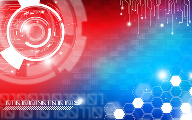 Wall Mural - blue and red technology background and abstract digital tech circle.copy space.