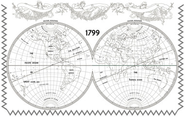 vector old globe with nymphs