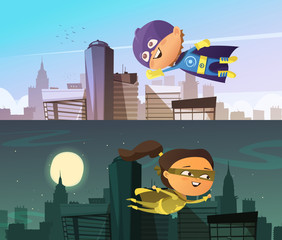 Sticker - Kids Superhero Two Horizontal Banners 