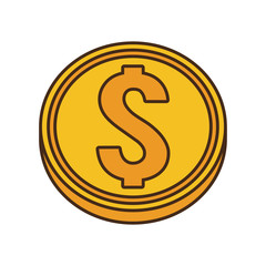 Wall Mural - drawing gold coin money dollar vector illustration eps 10