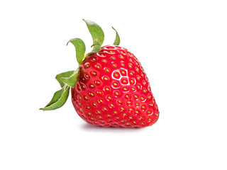 Red berry Strawberry with leaves isolated on a white background.