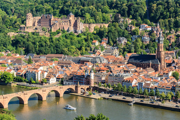 Wall Mural - View of the old town of Heidelberg