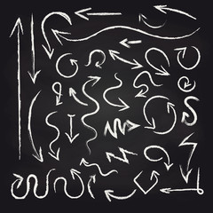 Wall Mural - chalk arrows set on blackboard background vector illustration