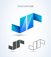 Vector origami s logo. Design elements. Abstract business icons. Letter s