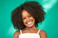 Pretty Young Latina Girl Cute Black Female Child Smiling