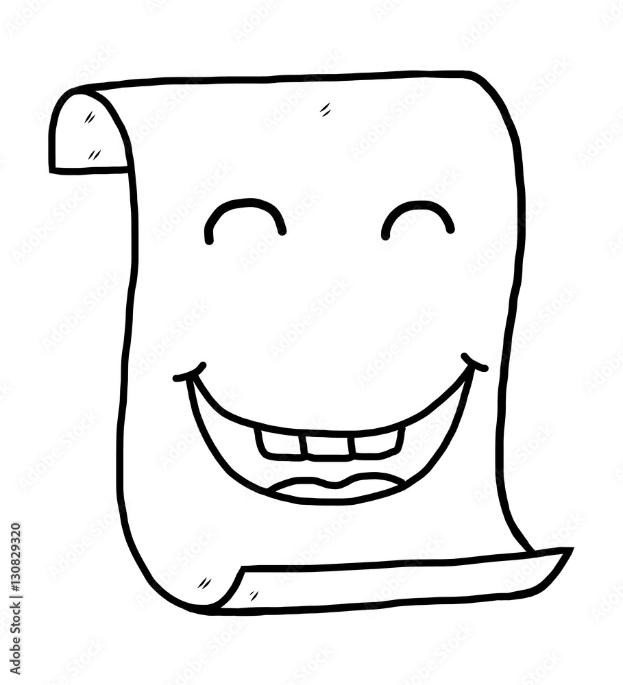 smile paper / cartoon vector and illustration, black and white, hand ...