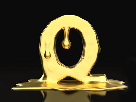 Liquid gold letter Q
