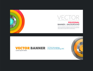 Wall Mural - Vector set of modern horizontal website banners with half target