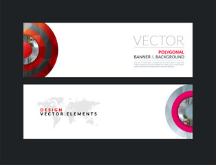 Wall Mural - Vector set of modern horizontal website banners with half target