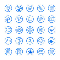 Fototapete - Vector illustration of flat Line set icon. Graphic design concept of Business, Start up, Management, Online Marketing, Research, Analysis, SEO and development use in Web Project and Applications.