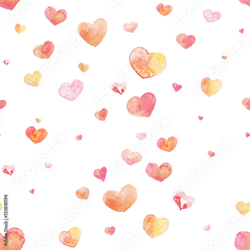 Cotton fabric Watercolor seamless Heart pattern