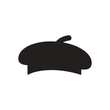 Flat Icon In Black And White Beret 