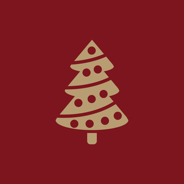 Christmas tree icon. New year and xmas, christmas, winter symbol. Flat design. Stock - Vector illustration