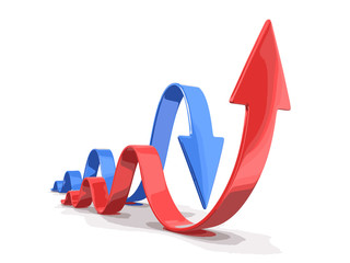 Poster - 3d arrow downwards. Image with clipping path
